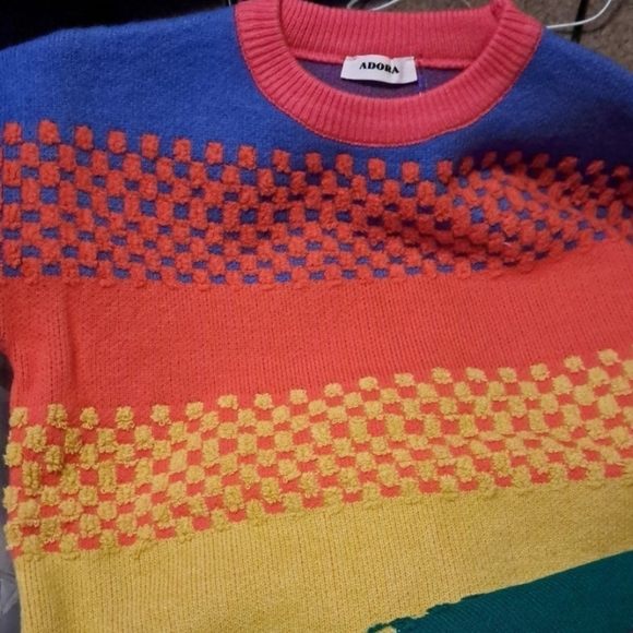 Adora Boho oversized colorblock puff sleeve sweater NWT - Picture 7 of 16